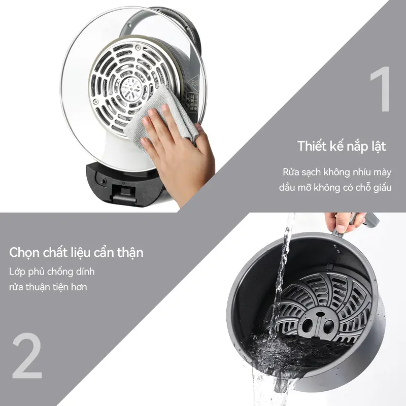 【New Arrival】Nồi chiên không dầu  eCowin  Dung tích lớn 6L  Thiết kế trực quan  Phù hợp với nhu cầu gia đình 6