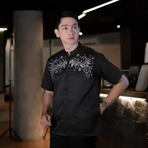 SY STOREID Baju Koko Muslim warna Hitam Bahan Toyobo Bordir Premium untuk Tampilan Elegan dan Nyaman