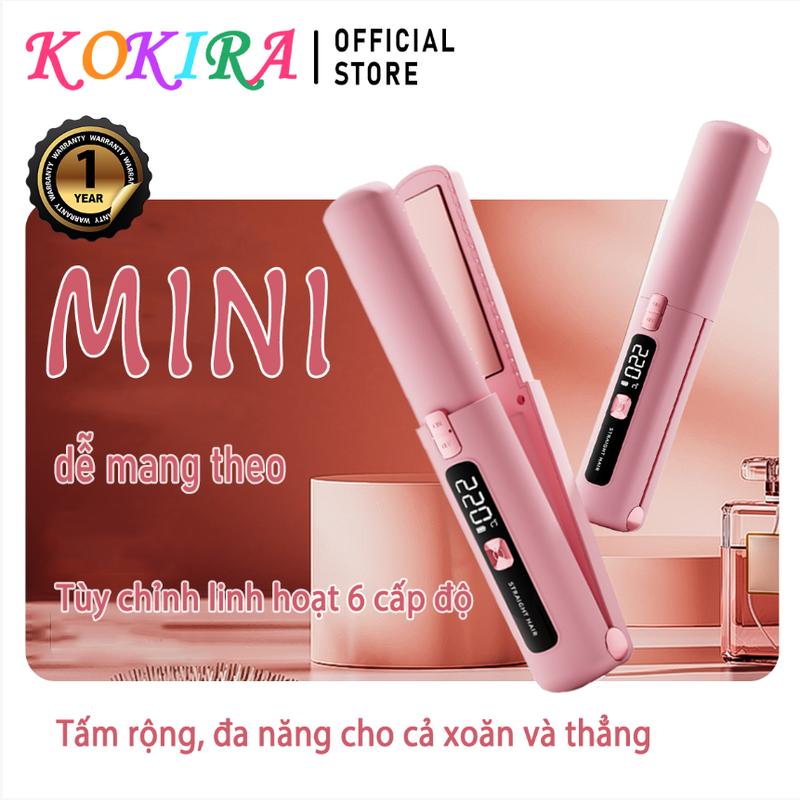 KOKIRA máy duỗi tóc mini máy ép tóc mini HS-180-Pink 4500mAh Màn hình LED 6 bánh răng máy duỗi máy uốn xoăn tóc tự động máy là tóc 
