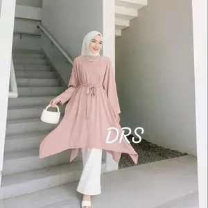 DRS Kaftan Tunik Sahara Original Tunica Outfit Kondangan & Lebaran Kekinian Terbaru / Baju Muslim Wanita / Atasan Kelelawar / Gamis Crinkle Hijab Airflow Syar’i Mewah Simple