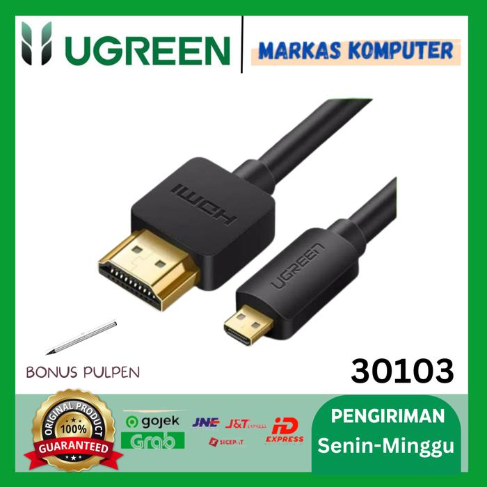 Gambar Ugreen Micro HDMI to HDMI cable 2M Black 30103 dari MARKAS KOMPUTER STORE Kota Administrasi Jakarta Barat Tokopedia