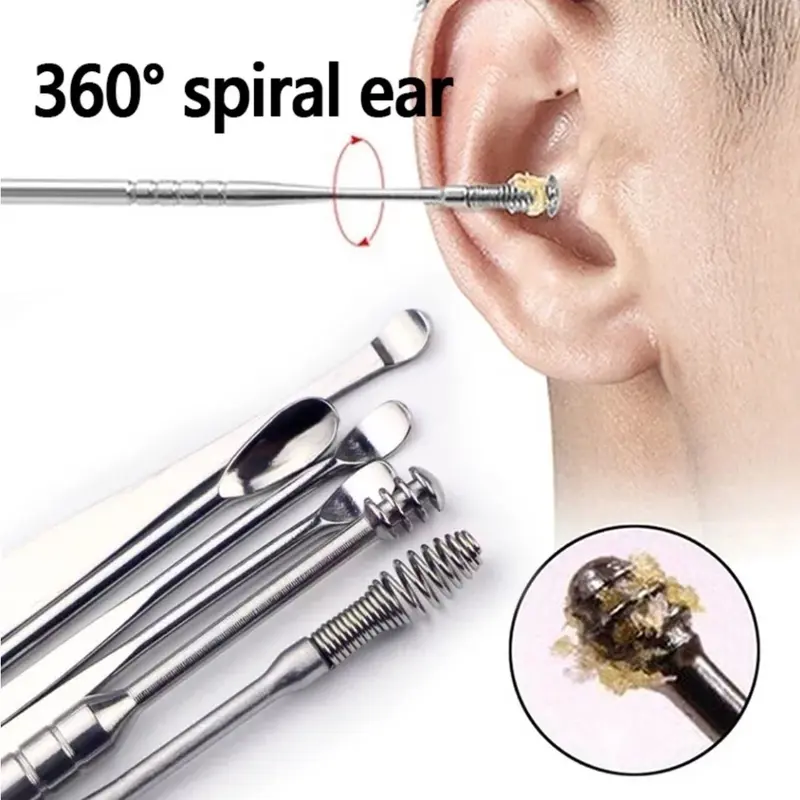 Korek Kuping Stainless Steel Earwax Earpick Cleaner Alat Pengorek Kotoran 3