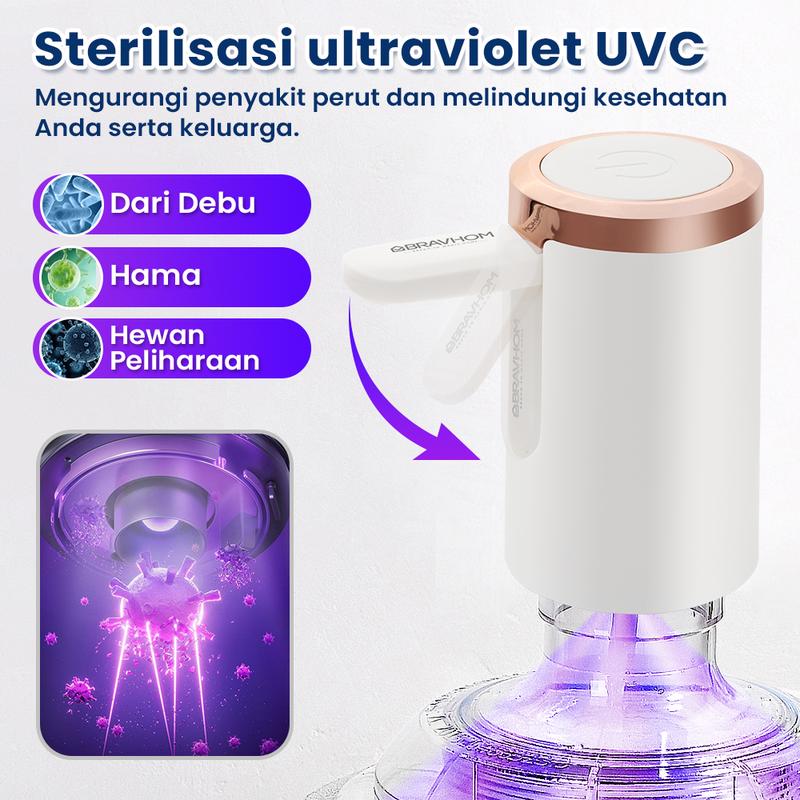 (COD)Bravhom Pompa Galon Electric Dapat Dilipat USB Dispenser Portable Galon Air Elektrik 5