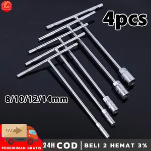 4PCS Kunci Sok T  8/10/12/14mm Harga Satuan Putih Chrome Lokal Kunci Shock Sock T Putih Mobil Motor Bengkel Otomotif  Kunci T Set Konci 1 Set Lengkap Konci T Original Kunci Shock T MURAH