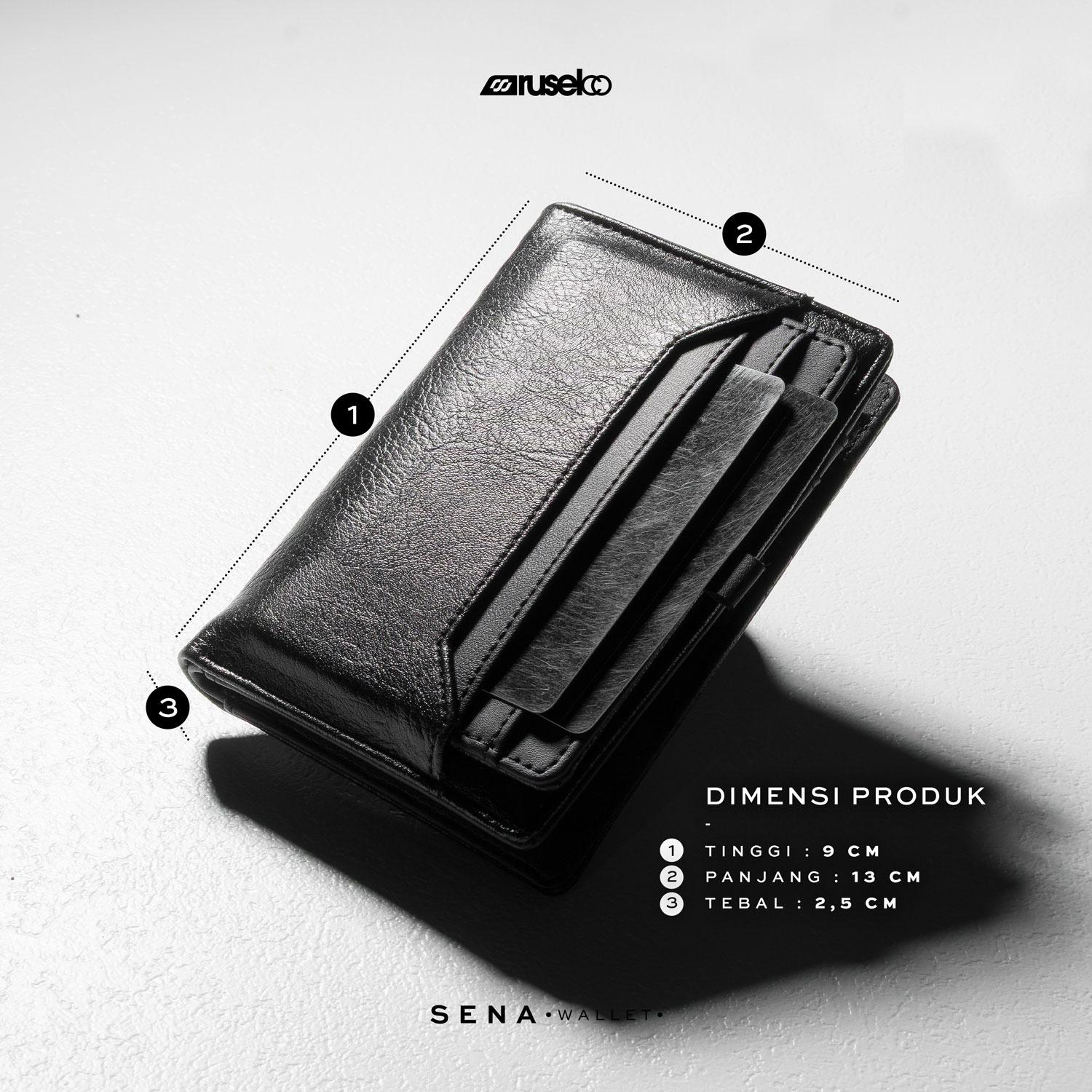 RUSELCO I Sena Wallet I Dompet Lipat Pria Kartu Uang Kulit Hitam