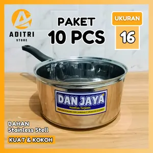 PAKET 10 PCS...Panci Susu atau Panci Rebus Serbaguna Ukuran 16 Merk DANJAYA Full Stainless | Panci Sayur Panci Mie