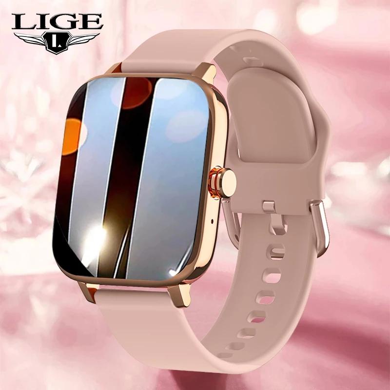 LIGE Smart Watch Women Men Original Full Touch Screen Waterproof Bluetooth Call Custom Dials Music Contorl Sports Fitness Tracker Health Monitoring Alarm Clock Jam Tangan Pintar Smartwatch for Android iOS