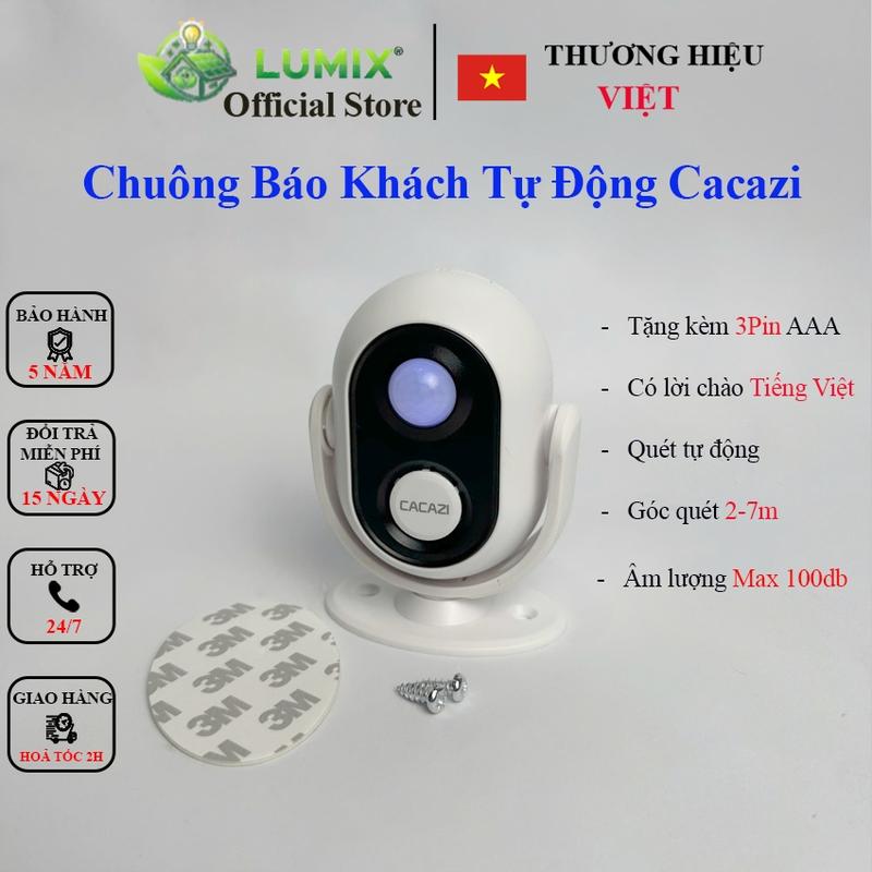 Chuông báo khách không dây Cacazi, Báo động chống trộm, dùng cảm biến hồng ngoại dành cho cửa hàng,...