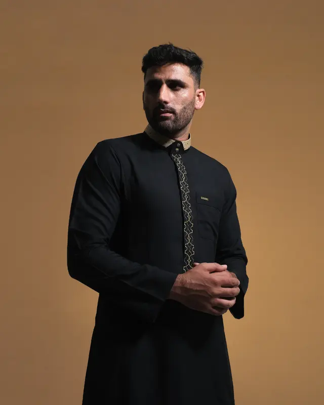 JUBAH GAMIS SHAHAMA LUXURY PREMIUM EMBROIDERY SH-112 BLACK 3