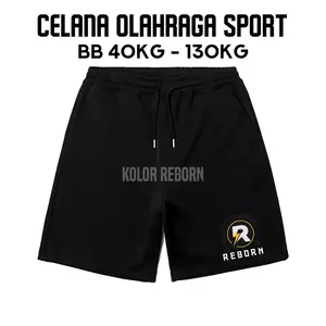REBORN celana pendek olahraga sport unisex lotto hitam fashion dengan saku top seler