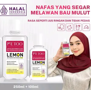 MeToo Lemon Whitening Mouthwash 250+100ml - Nafas Segar Melawan Bau Mulut Rasa Jus Ringan Tidak Pedas