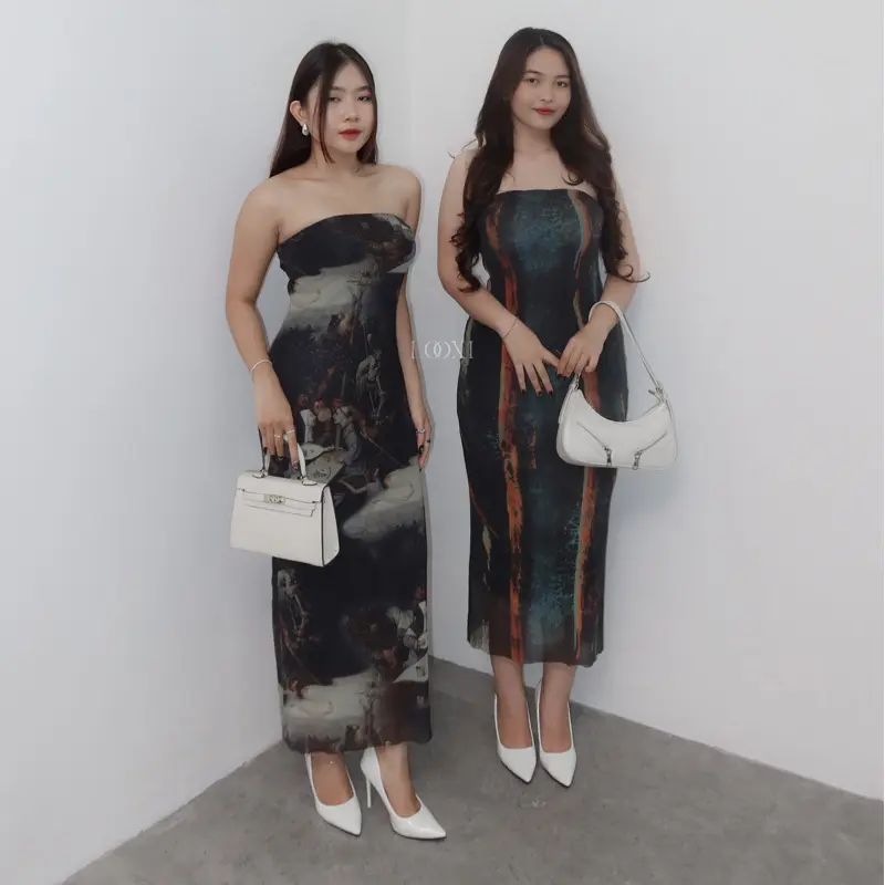 Kim Mesh Dress | Mesh Printed Dress