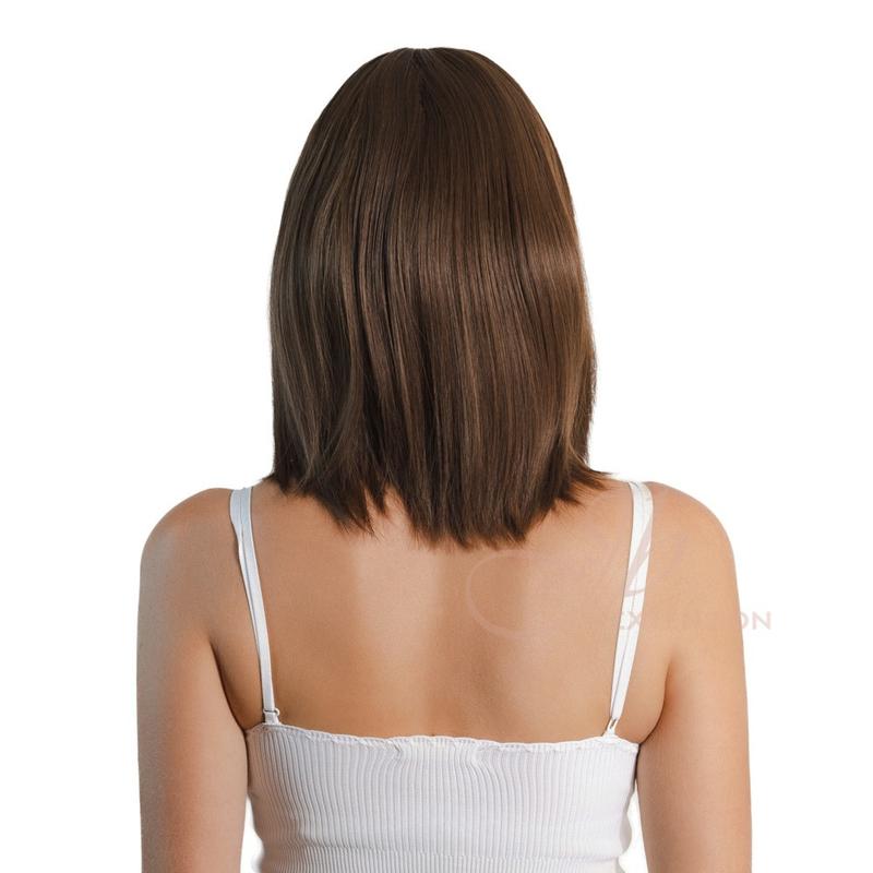 JBSELECT4YOU 14 INCHES BROWN STRAIGHT WIG WITH FULL BANGS JB.RONA 4