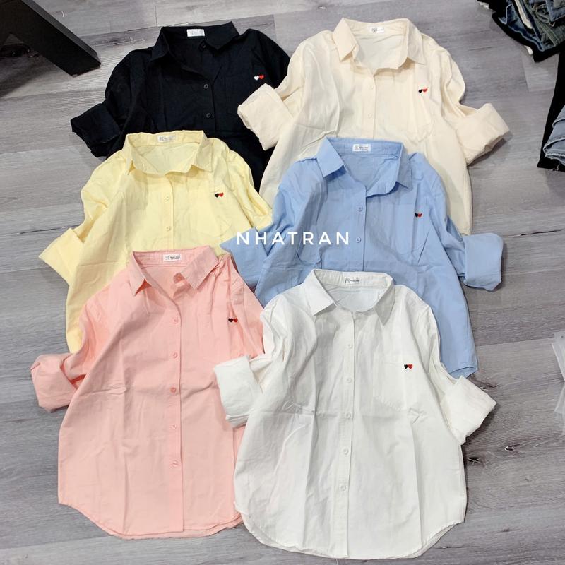  PHOM VỪA DƯỚI 57kg - Áo sơ mi nữ cổ bẻ tay dài chất kaki cotton Top Women Pastel BK-09699 