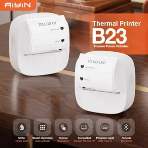 COD GRATIS APP Pencetak Label Thermal Printer Portable Bluetooth Nirkabel Mesin Pembuat Label B23 Mini Wireless Printer AiYin