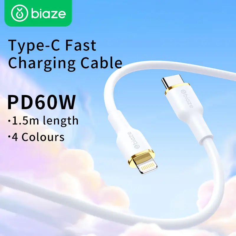 Biaze 60W PD Fast Charging Cable Type-C to Type-C Mobile Data Cable Silicone USB C Fast Charger Silicone For Smartphone Cellphone iphone