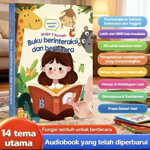 Smart book Buku audio ensiklopedi dwibahasa Indonesia Enggris dengan 14 adegan bertema kognitif dengan 7 langkah tuts piano Membantu anak mempelajari hal-hal yang ada dalam kehidupan sehari-hari dengan cepat Kuis interaktif untuk anak usia 2-10 tahun