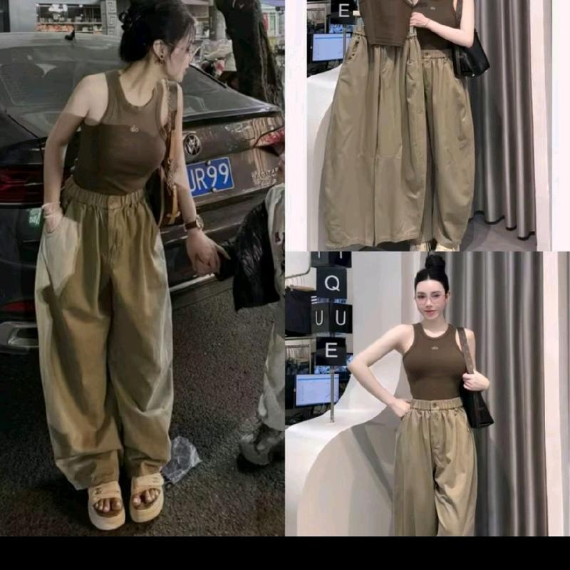 Quần bom quần ống thụng hotrend chất kaki mềm dành cho nữ