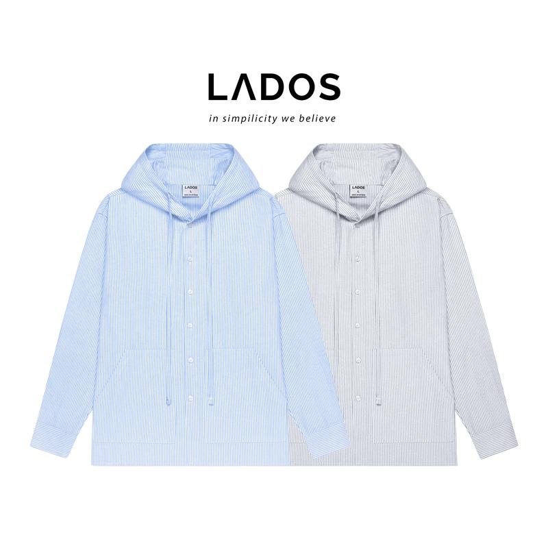 Áo khoác sơ mi Oxford có nón form rộng LADOS - 8157 chất vải dày dặn đứng form kiểu dáng thời trang phong cách trẻ trung