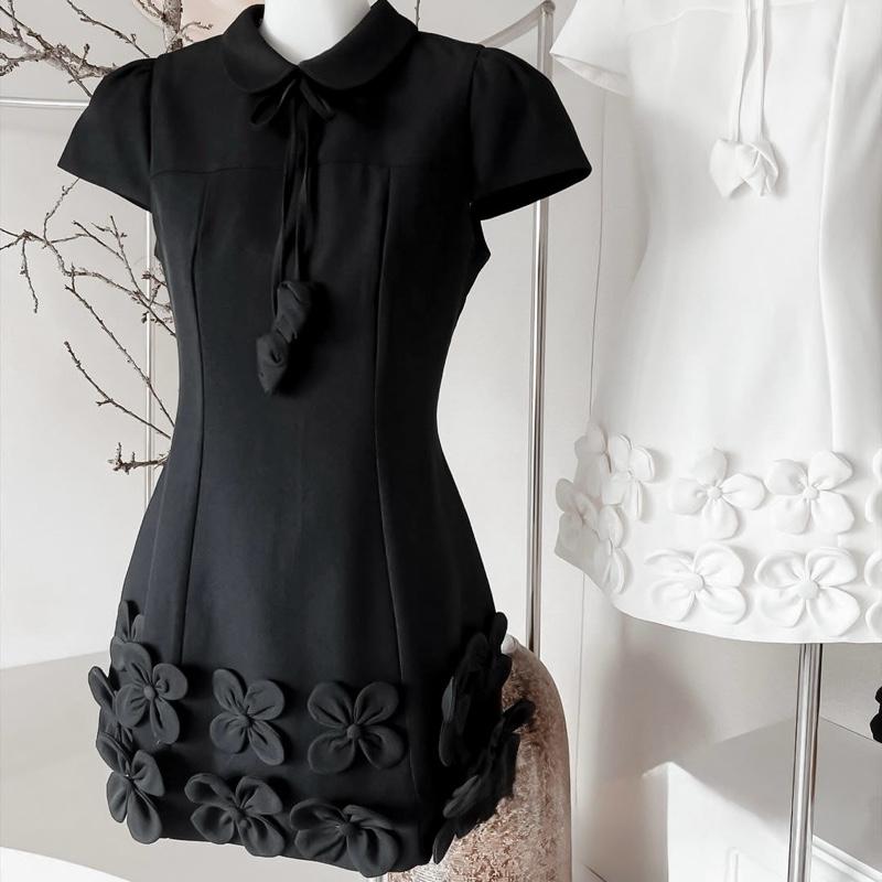 Đầm thiết kế chữ A kết hoa tôn dáng, cổ sen tay bồng ngắn đính hoa dây. Đầm dự tiệc , cưới BIGSIZE