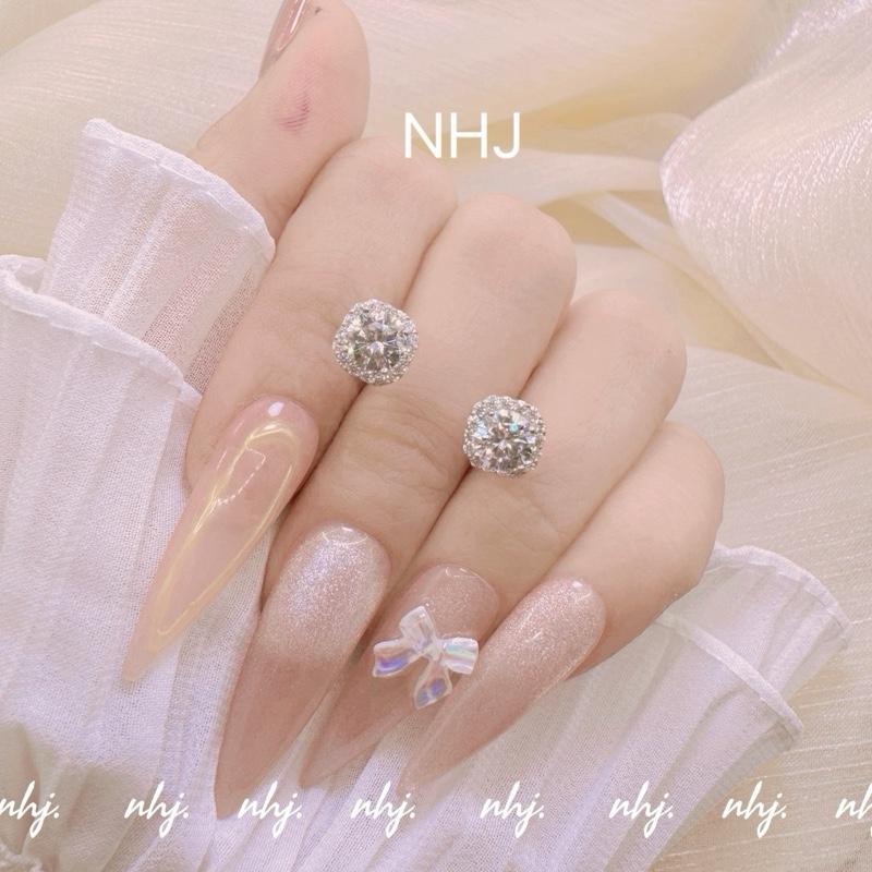 Bông tai lục giác xi kim bạc ý chốt vặn bt7900 Nữ bôngtai