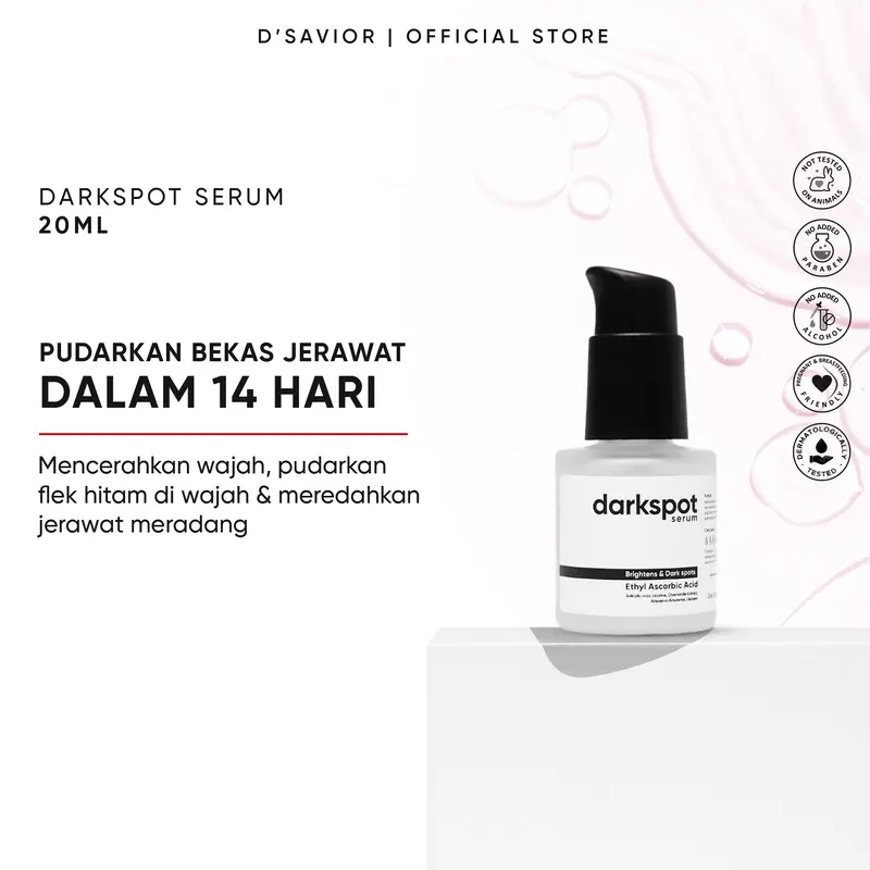 D'SAVIOR Darkspot Serum Ethyl Ascorbic Acid 20ml | Serum Wajah untuk Flek Hitam dan Bekas Jerawat 2