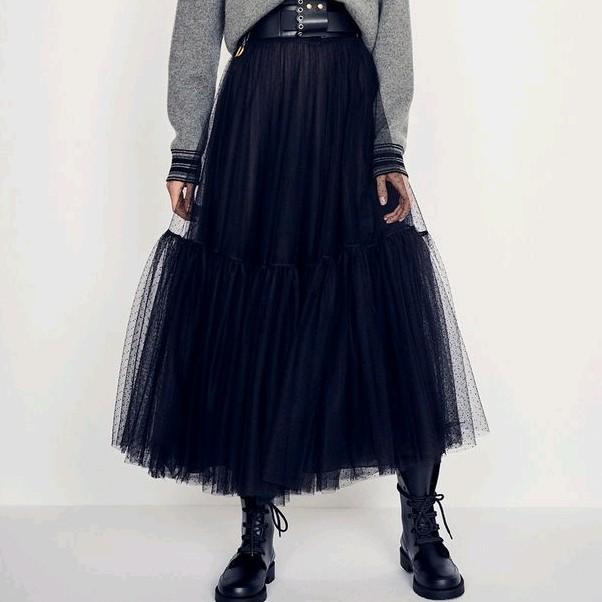 Rok tutu ruffle rok tile hitam ruffle rok putih tutu  Wanita Panjang Casual Dewasa wanita Muslim Hitam Maxi Kerja Scuba 7