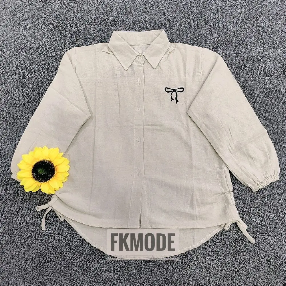 ATASAN ANAK KATUN LINEN PREMIUM MODEL SERUT/KEMEJA ANAK FASHION AKSEN BORDIR PITA Baju Wanita