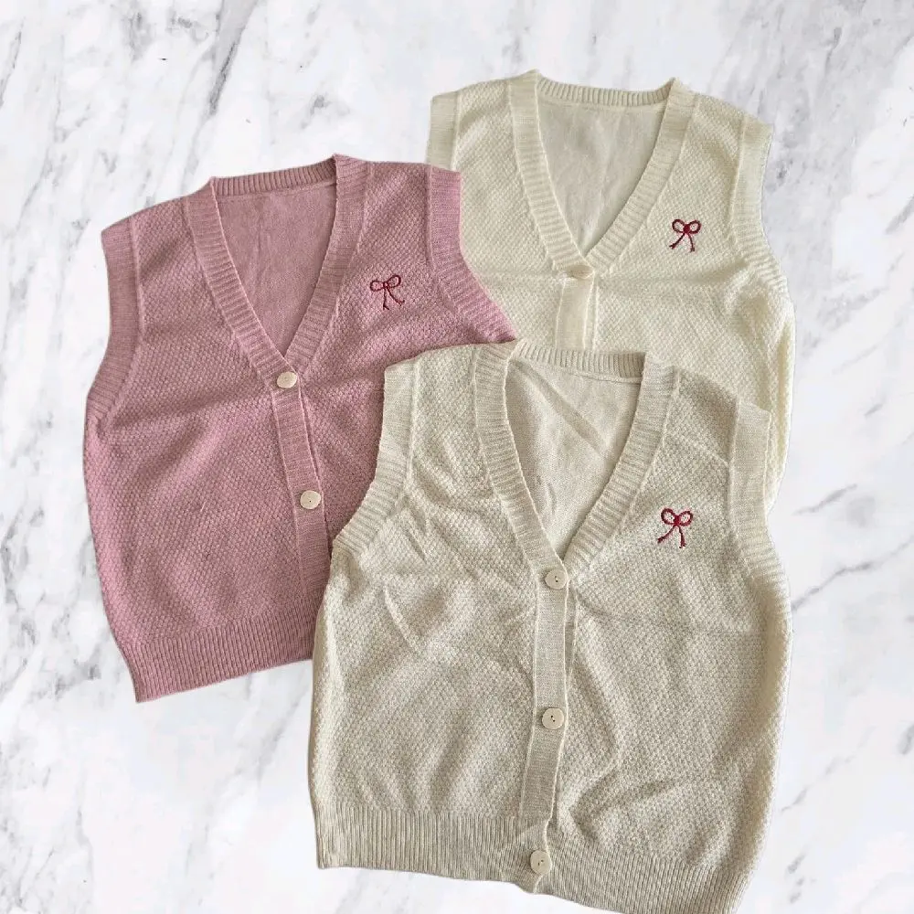 Vest rajut pita kancing aktif wanita hanya luaran saja Ld50 pb 55