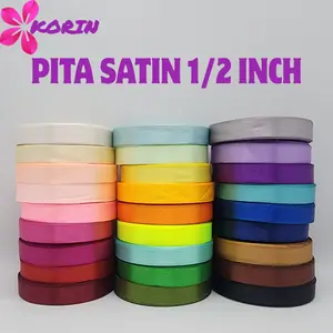 PITA SATIN 1/2 INCH (1.25 CM) / PITA SATIN WARNA / 20 YARDS PER-ROLL / Pita untuk Hadiah Kantor / pita kado