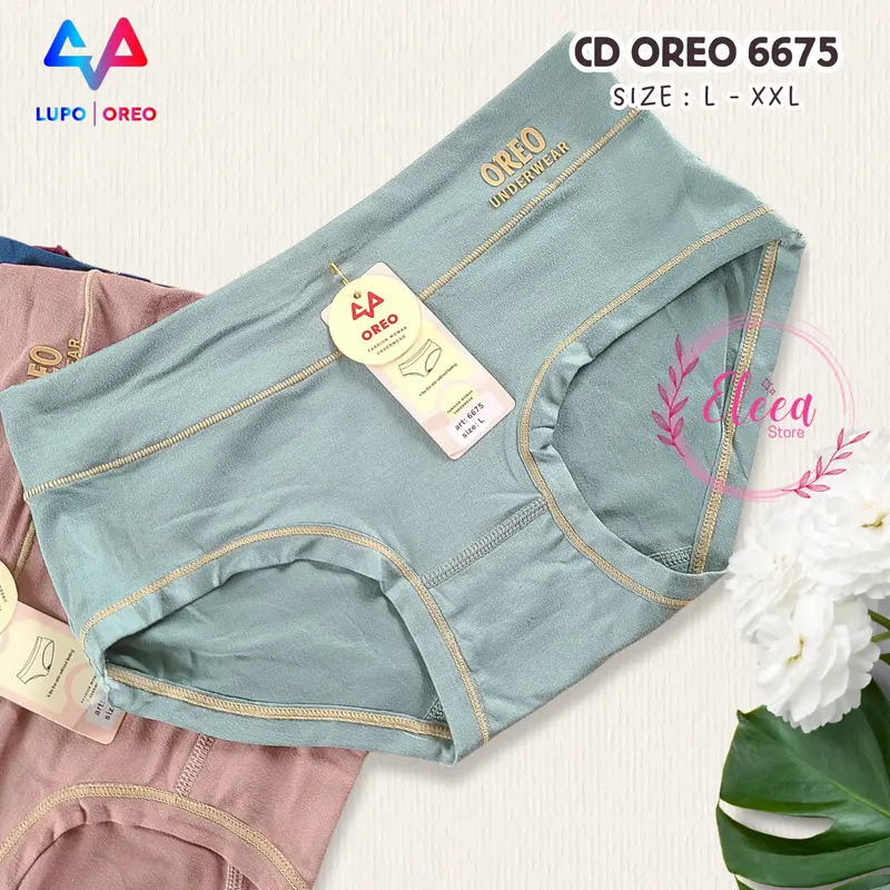 Cd Oreo 6675 Celana Dalam Wanita Dewasa Polos Kombinasi Pinggang High Waits Bahan Katun Super Soft Lembut Nyaman - ELE0705 6