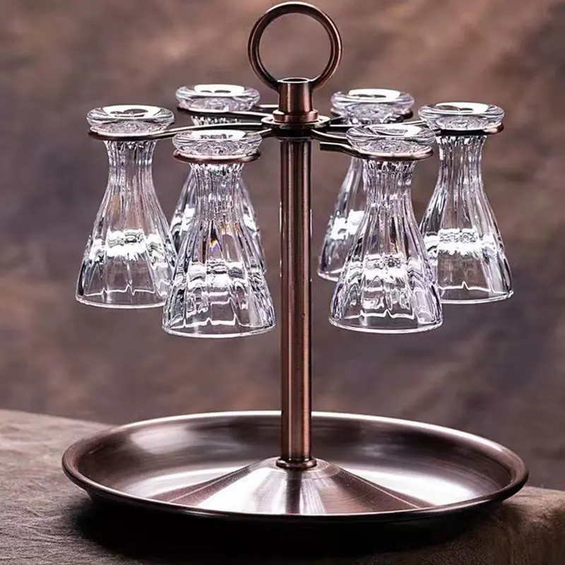 Sắt Baijiu Cup Rack, Đôi sắt tấm nhỏ Goblet Rack, Baijiu Cup Storage Rack, Mà có thể chứa 12 ly, với một Retro và đẹp xuất hiện 2