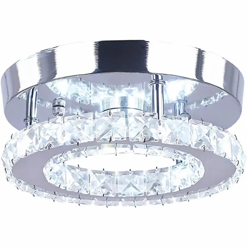 Mini Lampu Plafon Kristal LED Minimalis Modern Bulat 12W - Cocok untuk Kamar Tidur Kecil, Dapur, Balkon, Lorong Bohlam 0