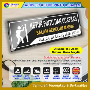 PREMIUM ACRYLIC ketuk pintu dan ucapkan salam sebelum masuk akrilik sign pintu kamar rumah toko dll