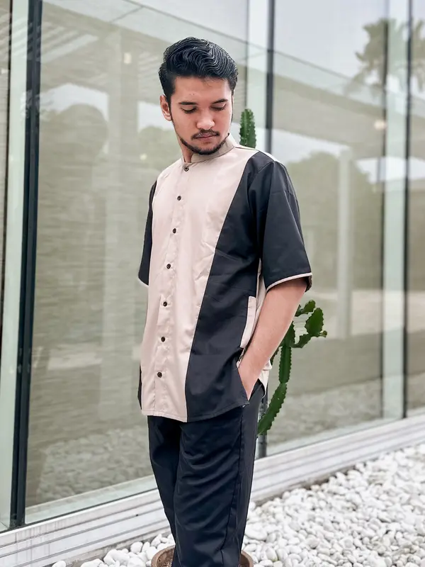 SITUOK - Set Kemeja Koko Pendek Polos Kombinasi Dua Warna Katun Toyobo Premium 3