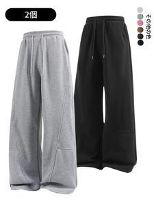 メンズ フリース裏地付き ゆったりワイドレッグ スウェットパンツ、Y2Kストリートスタイル オーバーサイズ ジョガー、ユニセックス カジュアル ルームウェアパンツ、デコンストラクション仕様のレジャーパンツ（日常使い・ストリートファッション向け）、人気商品、送料無料