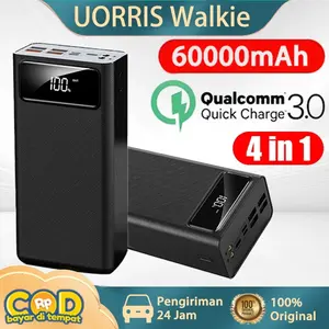 PowerBank 4 USB 60000 mAh Fast Charging External Battery Powerbank LED Digital Display Portable White