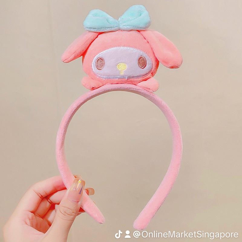 Product Introduction of Sanrio Headband Big-Eared Dog Three-Dimensional Doll Pressed Melody Kuromi Makeup Face Wash Hairpin Cotton Synthetic Nylon Plastic Metal Coating Daily Retro Casual 4