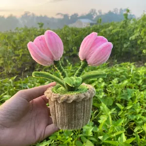 MINIGIFT Bunga pot kawat bulu | Bunga tulip dua tangkai | Ide hadiah ulang tahun | Hadiah untuk cewe | Hiasan meja | Pipe cleaner | Bunga hiasan | gift ideas | Hiasan dasbord mobil | Hadiah kenang-kenangan | Kado sidang sempro