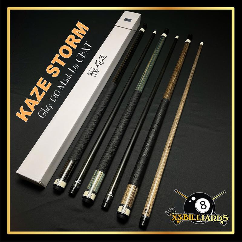 Cơ Bida Pool Kaze - Chuôi ghép Ngọn 120 Công Nghệ Lõi Carbon Xuyên Tâm Giảm Bạt Giảm Văng Tốt Chuôi Bền Ngọn Bền