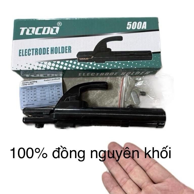 Kìm kẹp que hàn bằng đồng nguyên khối TOCDO 500A màu đen cao cấp bằng đồng nguyên khối