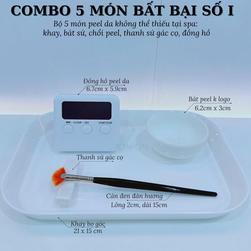  COMBO - Bộ khay chổi bát peel da dùng chăm sóc da peel da mặt - KINKIN Store Spa 