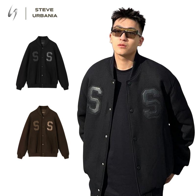    Trợ Giá   Áo khoác dạ nam nữ Bomber SS  áo khoác unisex dạ phối da cao cấp Màu Đen Nam Menswear - MÃ AK06 Jacket 