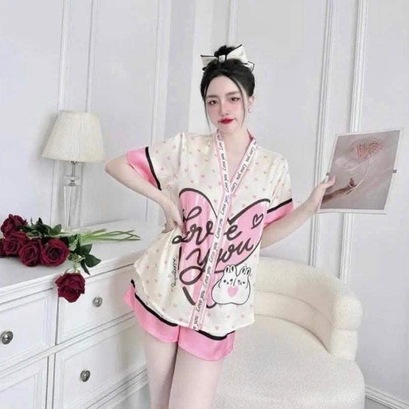 Set đồ bộ đùi pijjama chất liệu vải lụa Latinh mềm mịn mát đẹp dành cho phụ nữ 2