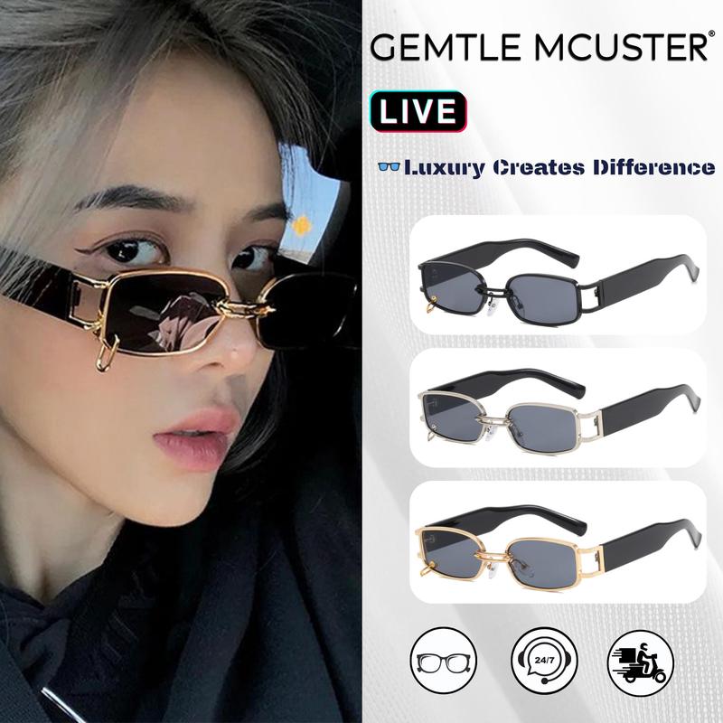 GEMTLE MCUSTER Kính Râm Gọng Nhỏ 002 Hình Vuông Kim Loại Thời Trang UV400 Hợp Xu hướng Dành Cho Nam Và Nữ Bảo Vệ UVA Phụ Kiện Unisex 