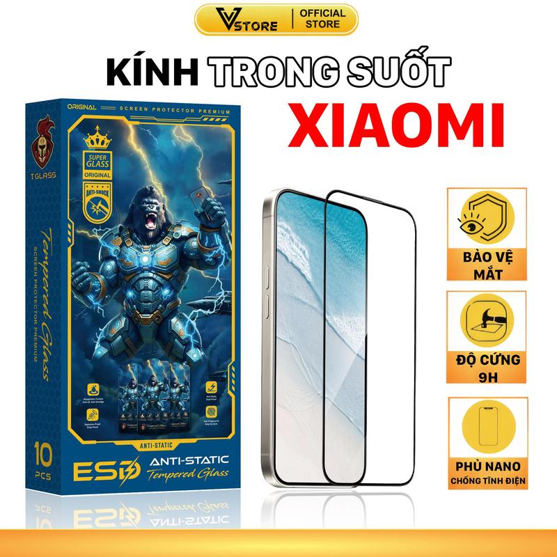 Kính cường lực cho xiaomi mi 15T 14 13 12 11 10 9 15 14t 6x 9t 10t 11t 12t 13t 11x 11i 10i ne 4g 5g lite pro max kính trong suốt kingkong phủ nano cao cấp chống xước chống ánh sáng xanh Vstore