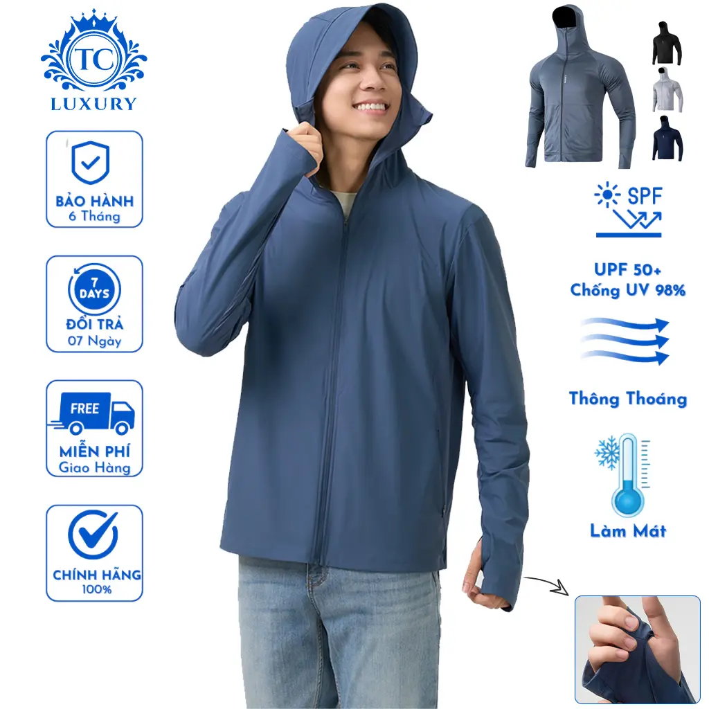 [CAO CẤP] Áo Chống Nắng 2 Lớp Trơn Chất Liệu Hạt Gạo Kim Cương Thông Hơi Khóa Kéo Mũ Trùm Kín Mặt Chống Tia UV, Bản Trơn Không In Nổi, Thiết Kế Đơn Gian Màu Sắc Basic Dễ Mặc