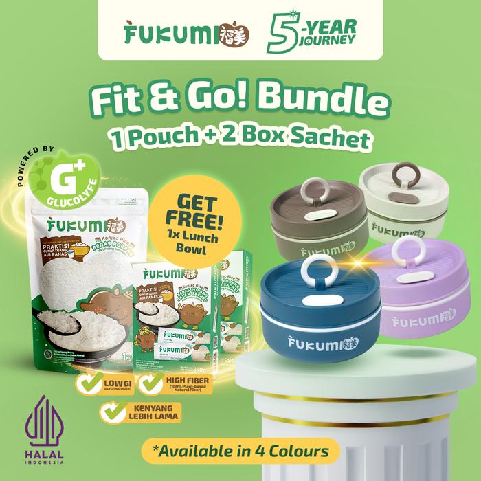 Gambar FUKUMI Fit & Go! Bundle - 1 Pouch + 2 Box Sachet Beras Porang + 1 Lunch Box 2in1 With Spoon - Aurora Lilac dari Fukumi Kota Surabaya Tokopedia