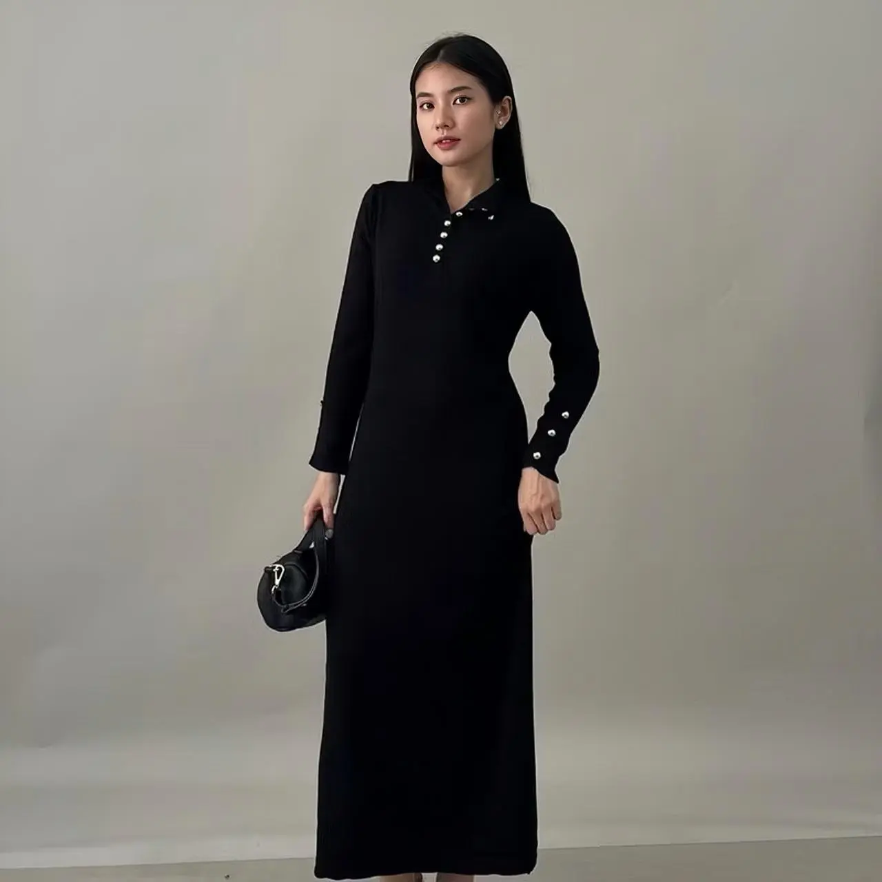 Dress Inara Jumbo Busui Friendly Gamis Inara Kancing Button Premium Dress Panjang Simple Wanita Remaja Inara Maxi Knit Japan Casual Mewah Outfit Muslim Jumbo