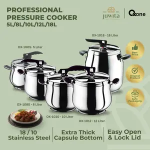 Professional Pressure Cooker Oxone Panci Presto 8 10 12 18 Liter Stainless Steel Made in Europe